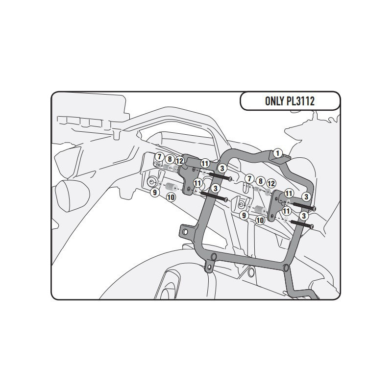 Stelaż pod kufry boczne Monokey do Suzuki DL650 V-Strom [17-] - Givi PL3112 (zgodny z Kappa KL3112)