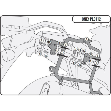 Stelaż pod kufry boczne Monokey do Suzuki DL650 V-Strom [17-] - Givi PL3112 (zgodny z Kappa KL3112)
