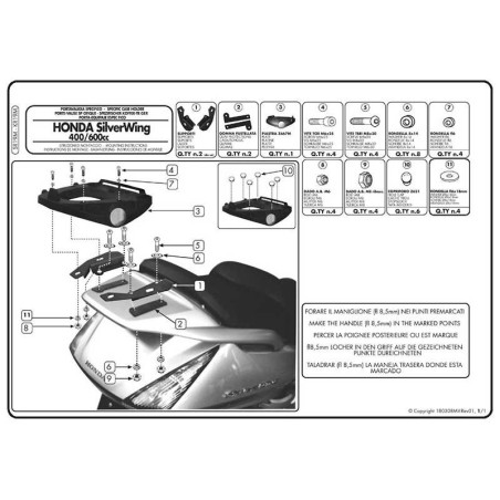Stelaż pod kufer centralny do Honda Silver Wing 400/600 [06-09], SW-T 400/600 [09-12] - Givi SR19M (zgodny z Kappa KR19M)