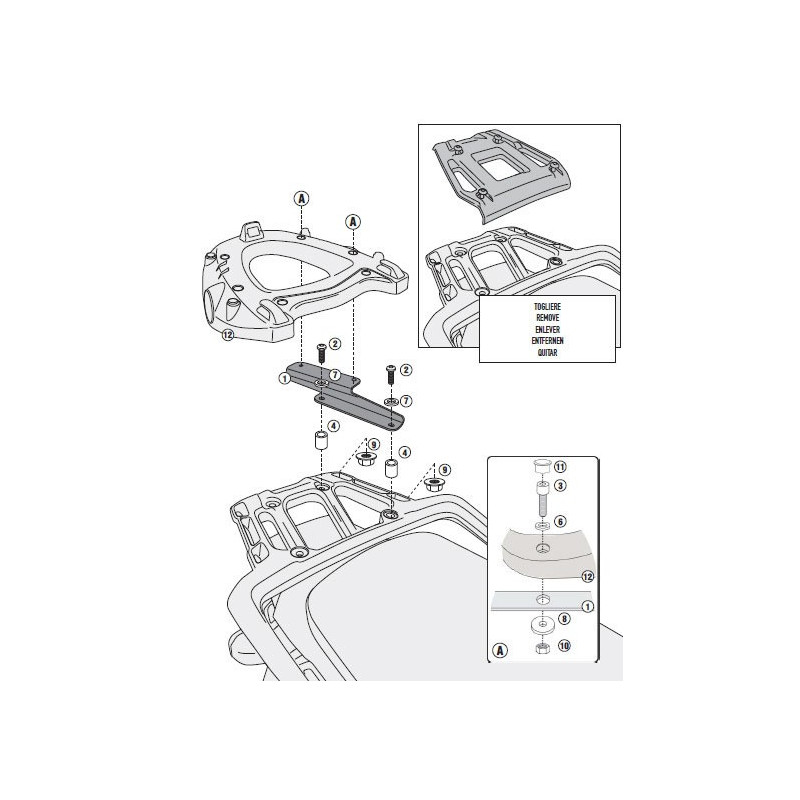 Stelaż pod kufer centralny do Triumph Tiger Sport 1050 [13] - Givi SR6404 (zgodny z Kappa KR6404)
