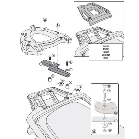 Stelaż pod kufer centralny do Triumph Tiger Sport 1050 [13] - Givi SR6404 (zgodny z Kappa KR6404)