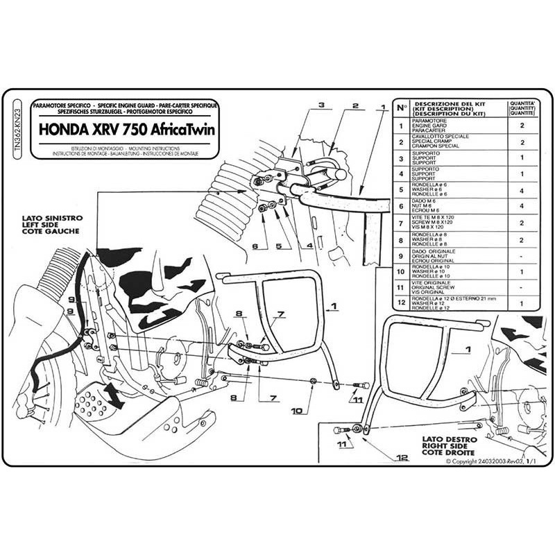 Gmole Givi TN362 (zgodne z Kappa KN23) do Honda Africa Twin 750 [96-02]