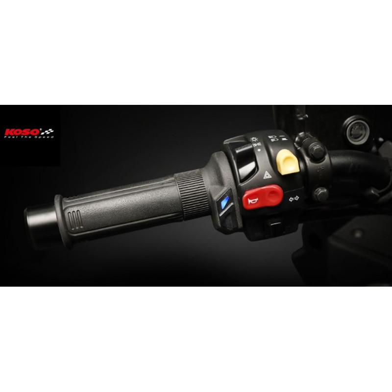 KOSO PREMIUM MANETKI PODGRZEWANE ZE STEROWNIKIEM CALOWE 1"-1 1/8" DŁUGOŚĆ - 130MM STEROWNIK ZINTEGROWANY 5 POZIOMÓW GRZANIA (OF6