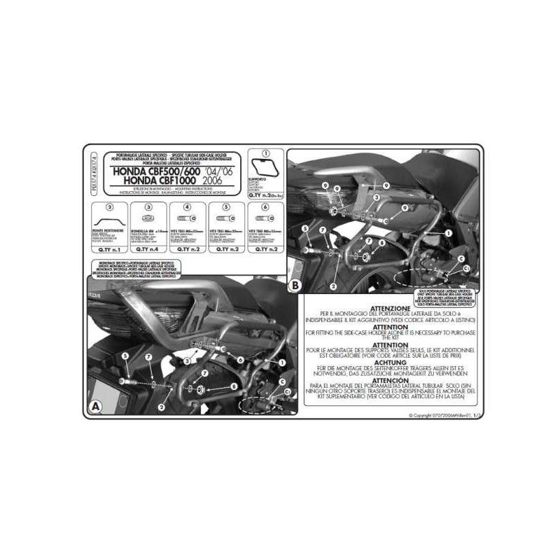 KAPPA STELAŻ KUFRÓW BOCZNYCH MONOKEY SIDE HONDA CBF 500/600/1000 - TYLKO POD KUFRY K33N K'ROAD