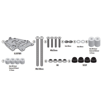 KAPPA STELAŻ KUFRA CENTRALNEGO (ANODOWANE ALUMINIUM) VOGE VALICO 900 DSX '24- ALUMINIOWY MONOKEY