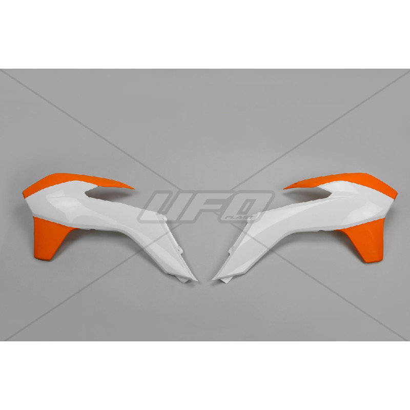 UFO OSŁONY CHŁODNICY KTM SX/SXF '13-'15, EXC '14-'16 KOLOR BIAŁY/POMARAŃCZOWY
