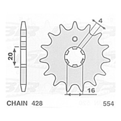 S ZĘBATKA PRZEDNIA 554 12 YAMAHA DT80LC '84-'94 - WYPRZEDAŻ