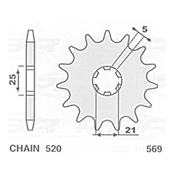 S ZĘBATKA PRZEDNIA 569 14 YAMAHA YZ 250 '77-'98, YFZ 350 BANSHEE '89-'06 KAWASAKI KX 250 '87-'96, KX 500 '87-'04, XV 250 '89-'15