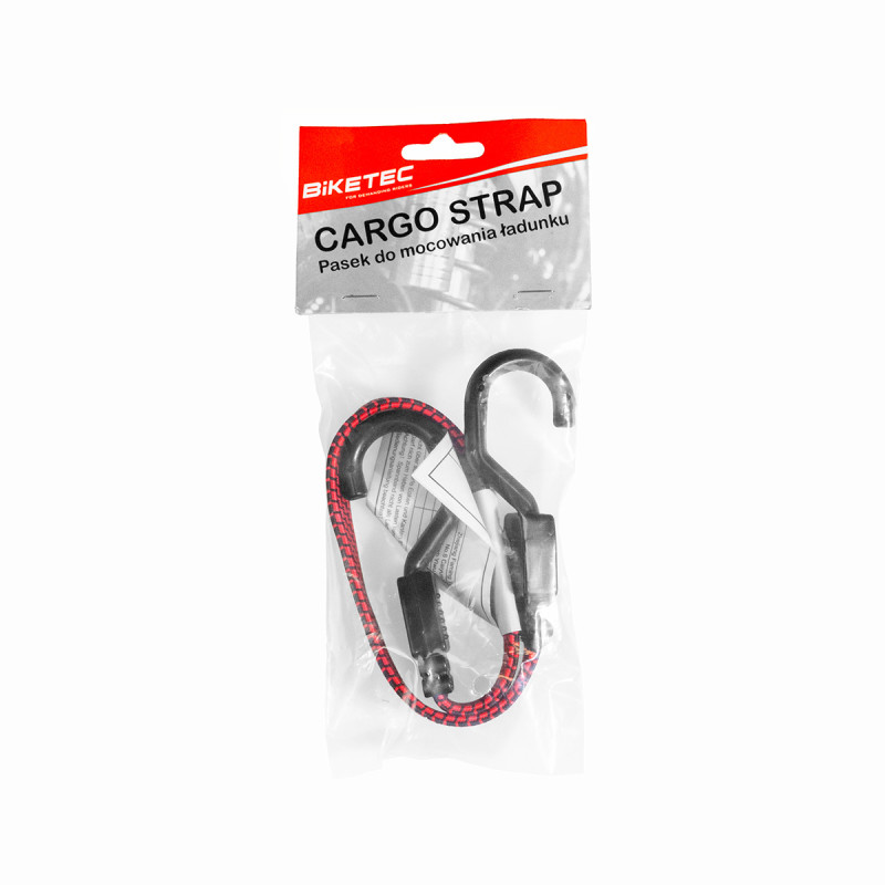 BIKETEC TAŚMA ZABEZPIECZAJĄCA BAGAŻ (EKSPANDER BAGAŻOWY) MODEL BUNGEE 17MM X 50CM, KOLOR CZERWONY