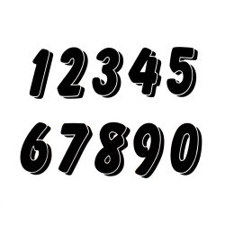 Zestaw naklejek Pyramid Racing Numbers 0-9 3D czarny