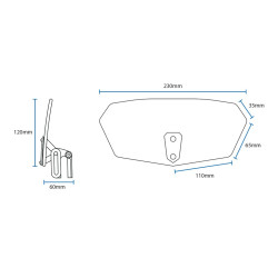 OXFORD 12/2025 WINDSHIELD DEFLEKTOR REGULOWANY NA SZYBĘ PRZYCIEMNIANY (DYMIONY) (SMOKED) 260 x 125MM