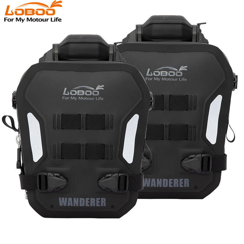 LOBOO WANDERER Nadmuchiwane wodoodporne (IPX6) torby boczne 6L (para) montowane na gmole, czarne