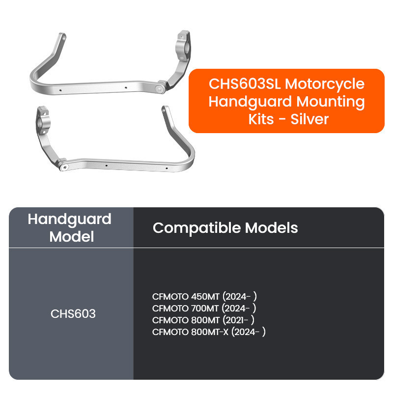 LOBOO Osłony dłoni (mocowania, srebrne) CFMOTO 450MT 700MT 800MT 800MT-X (10.3.34081.001.01)