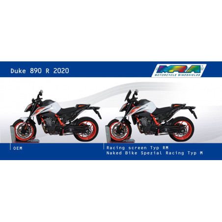 Szyba motocyklowa MRA KTM DUKE 890 R 2019-, forma NRM, bezbarwna