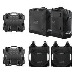 LOBOO Nadmuchiwane miękkie torby boczne na gmole, wodoodporne z aluminiowymi płytami montażowymi, seria ALPINE, czarne, 2 szt 23