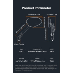 LOBOO Składane lusterka wsteczne czarne (para) (10.1.11001.011.11)