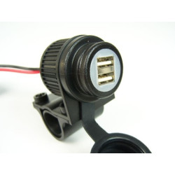 Podwójne gniazdo USB do motocykli 12-24V, do kierownicy 22 mm / 25 mm