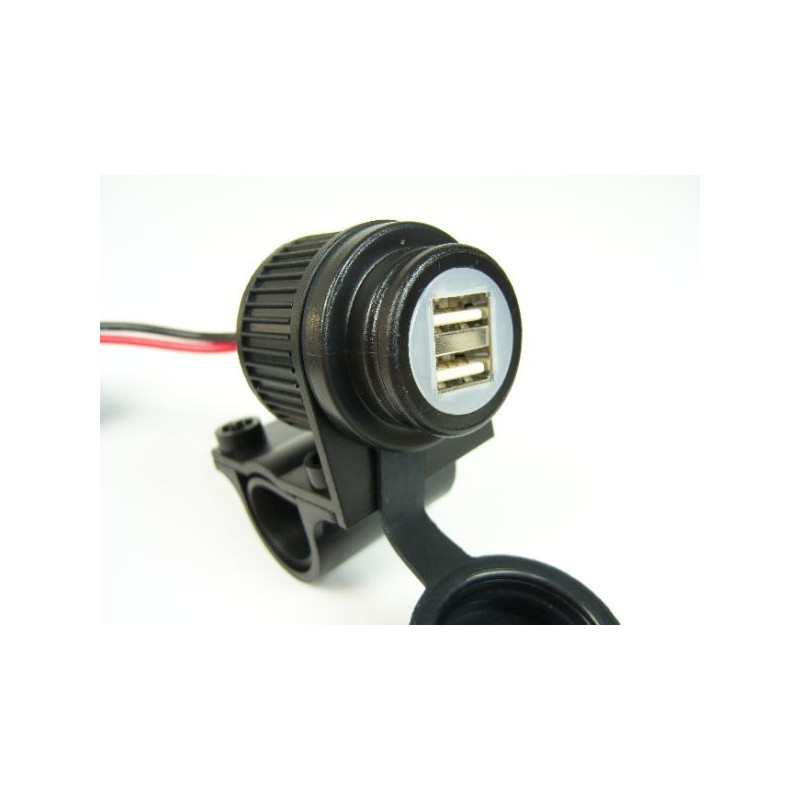 Podwójne gniazdo USB do motocykli 12-24V, do kierownicy 22 mm / 25 mm