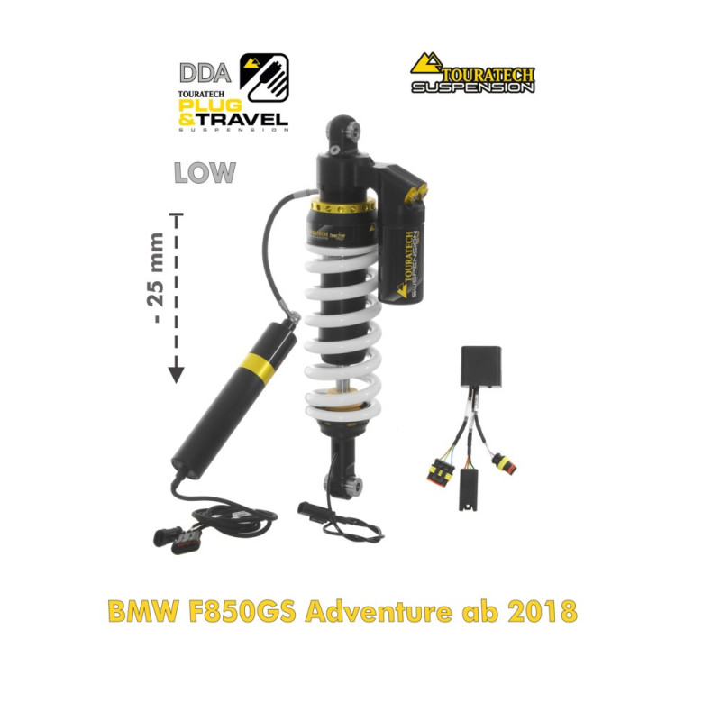 Obniżenie zawieszenia Touratech - amortyzator o 25 mm do BMW F850GS Adventure z 2018 roku DDA / Plug & Travel