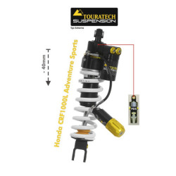 Amortyzator obniżający Touratech Suspension (-40 mm) do motocykli Honda CRF1000L Adventure Sports z 2018 roku, typ Extreme