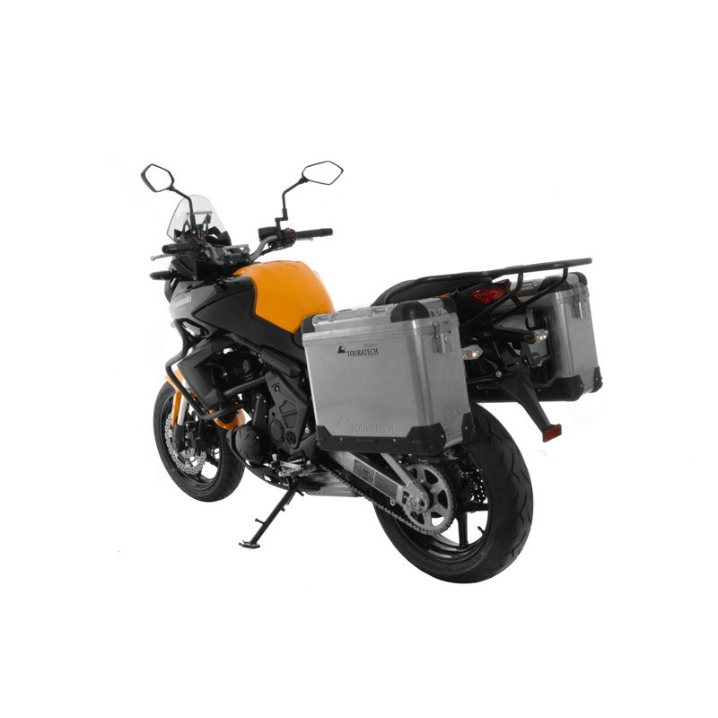 ZEGA Pro aluminiowy system kufrów bocznych 31/31 litrów ze stalowym bagażnikiem w kolorze czarnym do Kawasaki Versys 650 (2010-