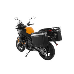 ZEGA Pro aluminiowy system kufrów bocznych "And-Black" 31/31 litrów ze stalowym bagażnikiem w kolorze czarnym do Kawasaki Versy