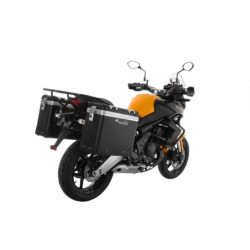 ZEGA Pro aluminiowy system kufrów bocznych "And-Black" 31/31 litrów ze stalowym bagażnikiem w kolorze czarnym do Kawasaki Versy