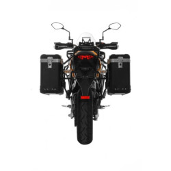 ZEGA Pro aluminiowy system kufrów bocznych "And-Black" 31/31 litrów ze stalowym bagażnikiem w kolorze czarnym do Kawasaki Versy