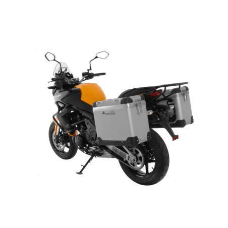 ZEGA Pro aluminiowy system kufrów bocznych "And-S" 38/38 litrów ze stalowym bagażnikiem w kolorze czarnym do Kawasaki Versys 65