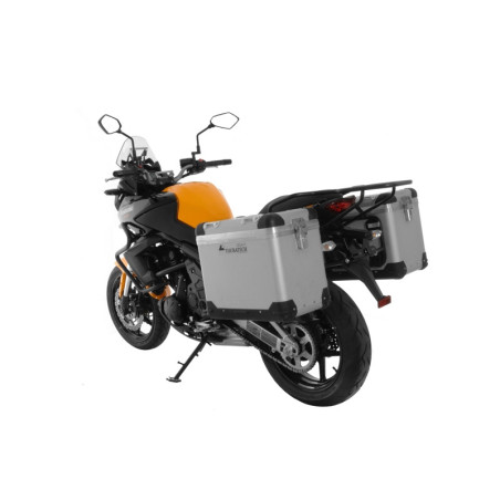 ZEGA Pro aluminiowy system kufrów bocznych "And-S" 45/45 litrów ze stalowym bagażnikiem w kolorze czarnym do Kawasaki Versys 65
