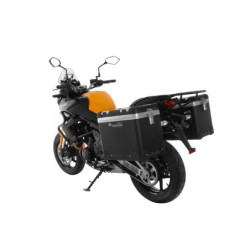 ZEGA Pro aluminiowy system kufrów bocznych "And-Black" 45/45 litrów ze stalowym bagażnikiem w kolorze czarnym do Kawasaki Versy