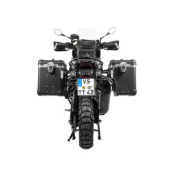 ZEGA Evo X „Premium Edition” system kufrów bocznych „And-Black” 45/45 litrów z czarnym oryginalnym ze stali do Harley-Davidson