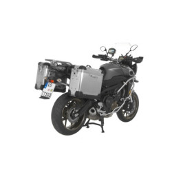 System kufrów bocznych ZEGA Pro aluminiowy 31/31 litrów ze stelażem ze stali nierdzewnej w kolorze czarnym do motocykla Yamaha