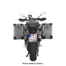 System kufrów bocznych ZEGA Pro aluminiowy 38/38 litrów ze stelażem ze stali nierdzewnej w kolorze czarnym do motocykla Yamaha