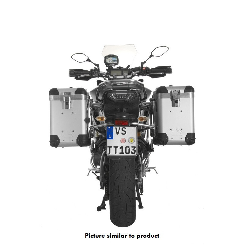 System aluminiowych kufrów ZEGA Pro "And-S" 38/38 litrów ze stelażem ze stali nierdzewnej w kolorze czarnym do motocykla Yamaha