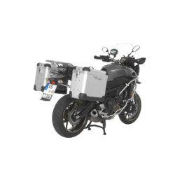 System aluminiowych kufrów ZEGA Pro "And-S" 38/38 litrów ze stelażem ze stali nierdzewnej w kolorze czarnym do motocykla Yamaha