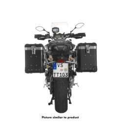 System aluminiowych kufrów ZEGA Pro "And-Black" 38/38 litrów ze stelażem ze stali nierdzewnej w kolorze czarnym do motocykla Ya