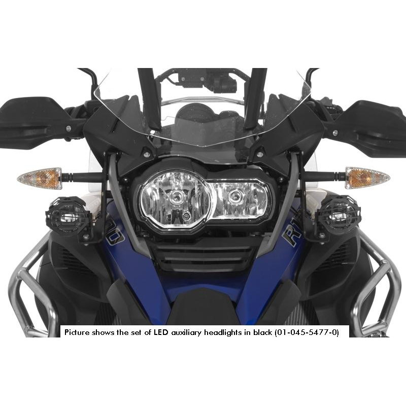 Zestaw pomocniczych reflektorów LED przeciwmgielne prawe/drogowe lewe do BMW R1200GS Adventure od 2014, czarne