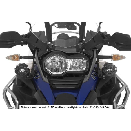 Zestaw pomocniczych reflektorów LED przeciwmgielne prawe/drogowe lewe do BMW R1200GS Adventure od 2014, czarne