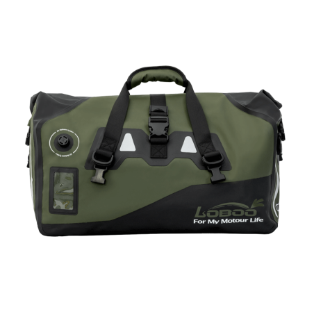 LOBOO Torba motocyklowa PVC bojowo zielona 40L (z kieszenią separacyjną na mokre rzeczy)