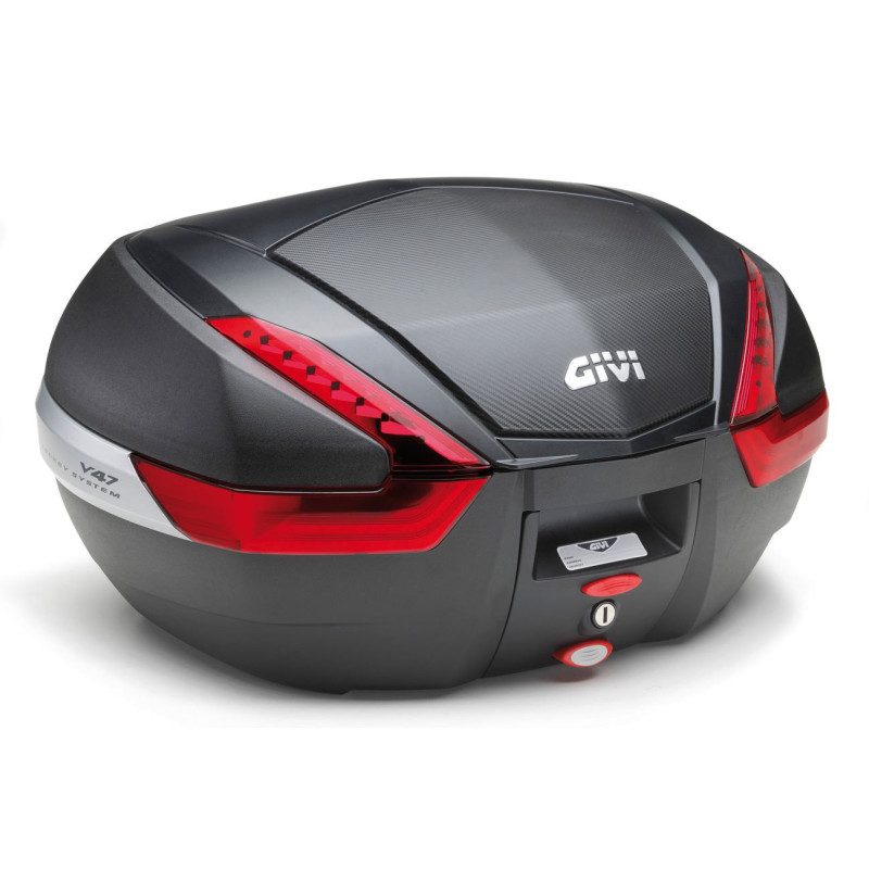 Kufer Givi V47NN (czarny, 47 litrów, czerwone odblaski, pokrywa karbonowa)
