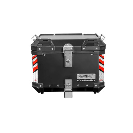LOBOO PIKE Kufer centralny czarny 36L, aluminium, 2 zamki, wodoodporne, wewnętrzna siatka/paski mocujące bagaż