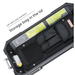 LOBOO PIKE Kufer centralny czarny 36L, aluminium, 2 zamki, wodoodporne, wewnętrzna siatka/paski mocujące bagaż