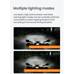 LOBOO L12T światła drogowe i mijania pomocnicze pasuje do rur o średnicy 22/25/28 mm, 15 200 Lumenów, 8-stopniowa skala świeceni