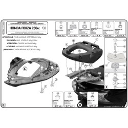 Płyta pod kufer centralny do Honda Forza 250 X / EX [08-12] - Givi E226M (zgodna z Kappa K226M)