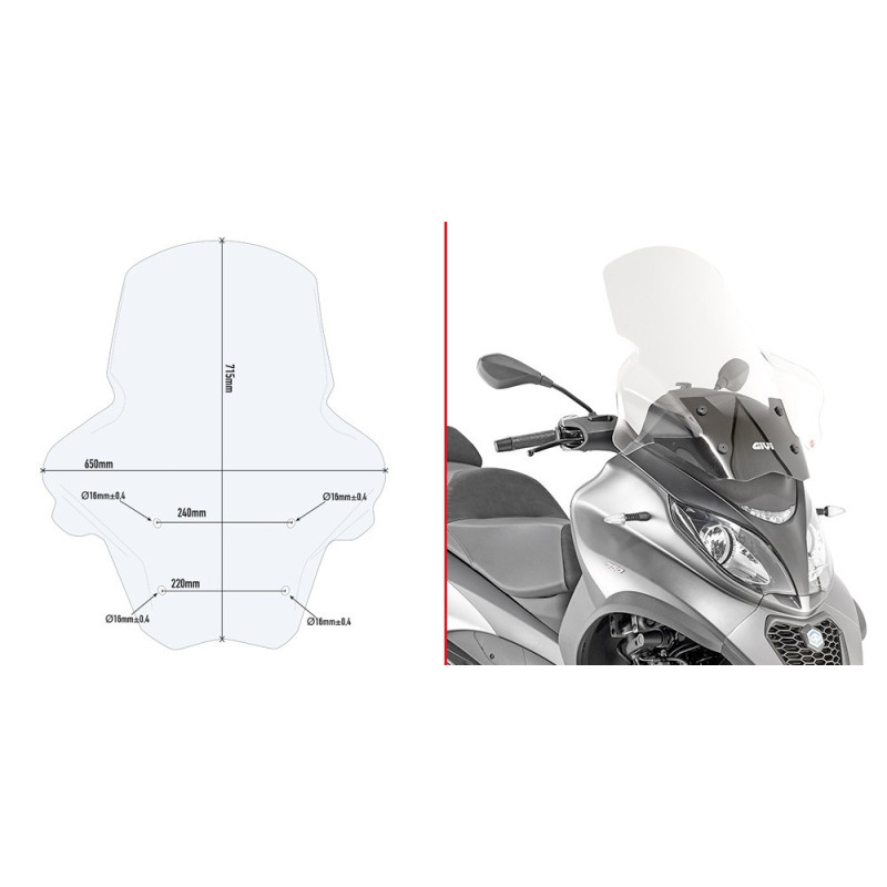 Szyba turystyczna Givi D5613ST do PIAGGIO MP3 350–500 SPORT / BUSINESS (18-20)