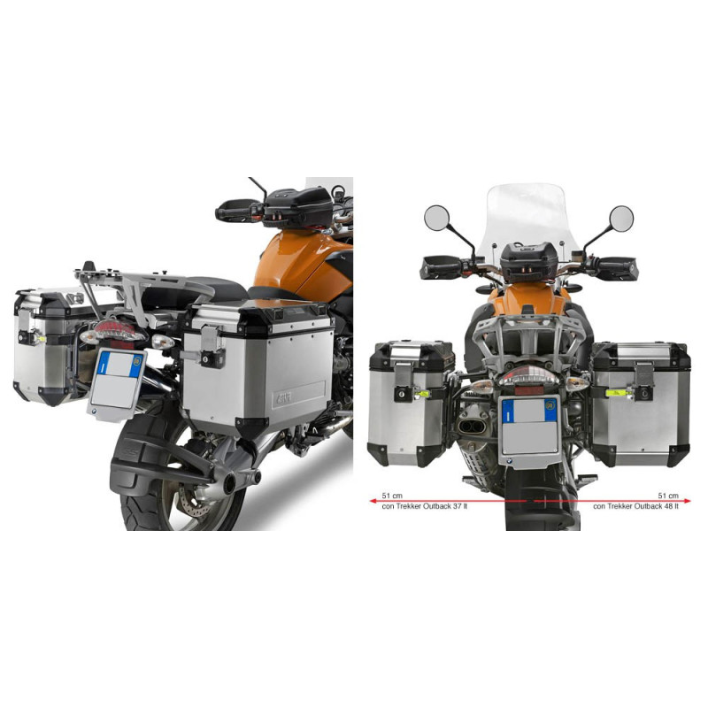 Kufry boczne GIVI Outback EVO BMW R1200GS [04-12] / ADVENTURE [06-13] - srebrne