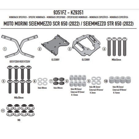 GIVI STELAŻ KUFRA CENTRALNEGO (BEZ PŁYTY) - MOTO MORINI Seiemmezzo SCR 650 (22)