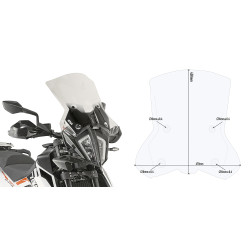 GIVI SZYBA PRZEŻROCZYSTA 44 x 48 cm (H x W) - KTM 390 Adventure (20   22) / 790 Adventure (19   20) / 890 Adventure (21   22)