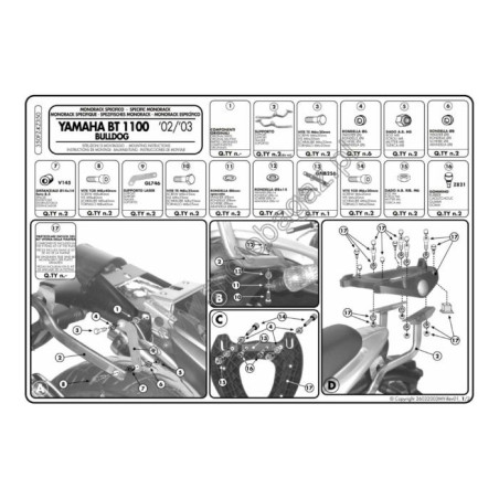 Stelaż pod kufer centralny do Yamaha BT1100 Bulldog [02-09] - Givi 350FZ (zgodny z Kappa KZ350)